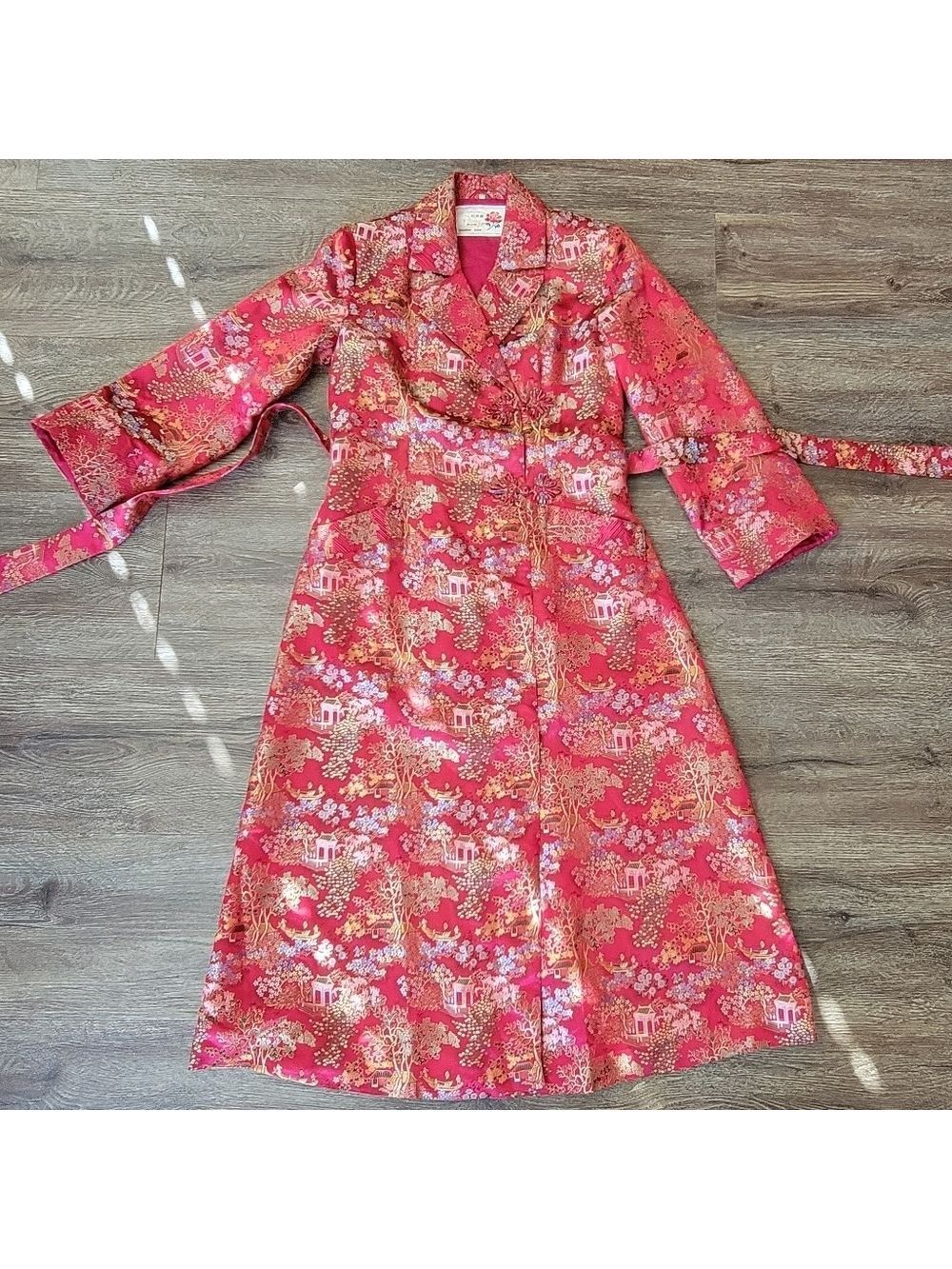 Vintage Kimono Robe Red Brocade Robe #3003